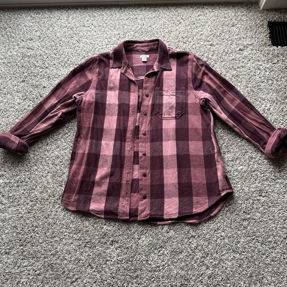 L.L. Bean Tops - Plaid Womens Shirt - Burgundy and Pink